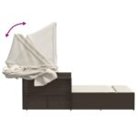 Chaise longue double avec auvent et coussins marron poly rotin – Image 7