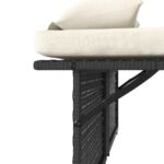 Banc inclinable de jardin avec coussins noir résine tressée – Image 10