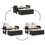 Banc inclinable de jardin avec coussins noir résine tressée – Image 7