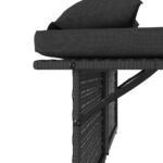 Banc inclinable de jardin avec coussins noir résine tressée – Image 10