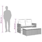 Banc inclinable de jardin avec coussins noir résine tressée – Image 11