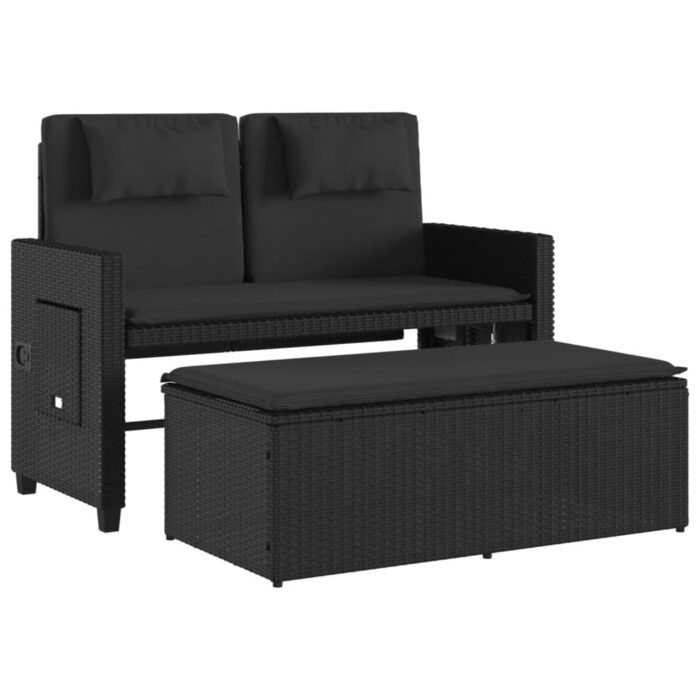 VXL8721012309890_g_en_hd_3.jpg Banc inclinable de jardin avec coussins noir résine tressée – Image 3