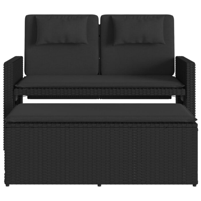 VXL8721012309890_g_en_hd_4.jpg Banc inclinable de jardin avec coussins noir résine tressée – Image 4