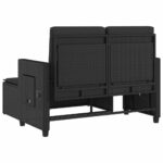 Banc inclinable de jardin avec coussins noir résine tressée – Image 6