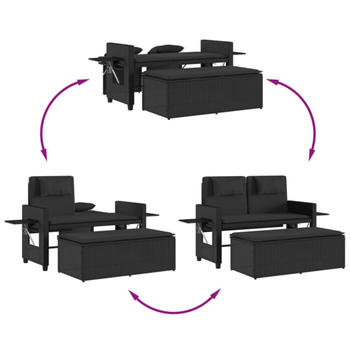 VXL8721012309890_g_en_hd_7.jpg Banc inclinable de jardin avec coussins noir résine tressée – Image 7