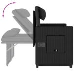 Banc inclinable de jardin avec coussins noir résine tressée – Image 8