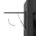 Banc inclinable de jardin avec coussins noir résine tressée – Image 9