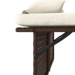 Banc inclinable de jardin avec coussins marron résine tressée – Image 10