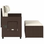 Banc inclinable de jardin avec coussins marron résine tressée – Image 5