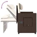 Banc inclinable de jardin avec coussins marron résine tressée – Image 8