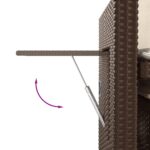 Banc inclinable de jardin avec coussins marron résine tressée – Image 9