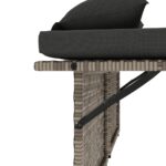 Banc inclinable de jardin avec coussins gris résine tressée – Image 10