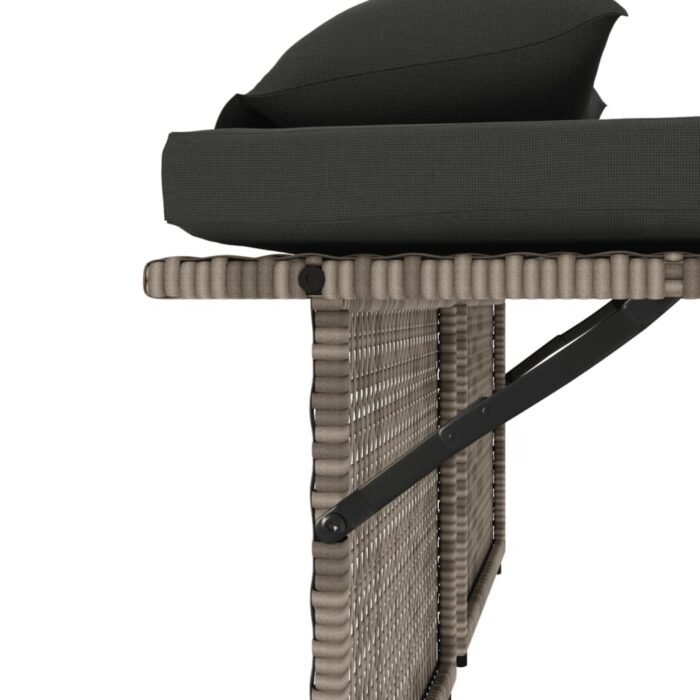Banc inclinable de jardin avec coussins gris résine tressée – Image 10