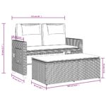 Banc inclinable de jardin avec coussins gris résine tressée – Image 12