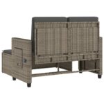 Banc inclinable de jardin avec coussins gris résine tressée – Image 6