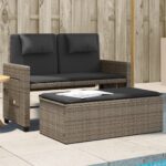 Banc inclinable de jardin avec coussins gris résine tressée