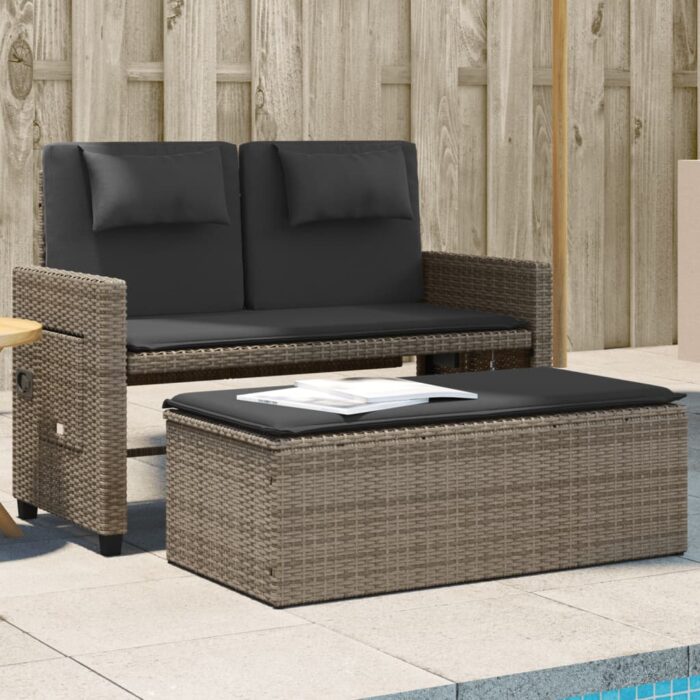 VXL8721012309913_m_en_hd_1.jpg Banc inclinable de jardin avec coussins gris résine tressée – Image 1