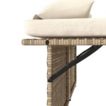 Banc inclinable de jardin avec coussins beige résine tressée – Image 10