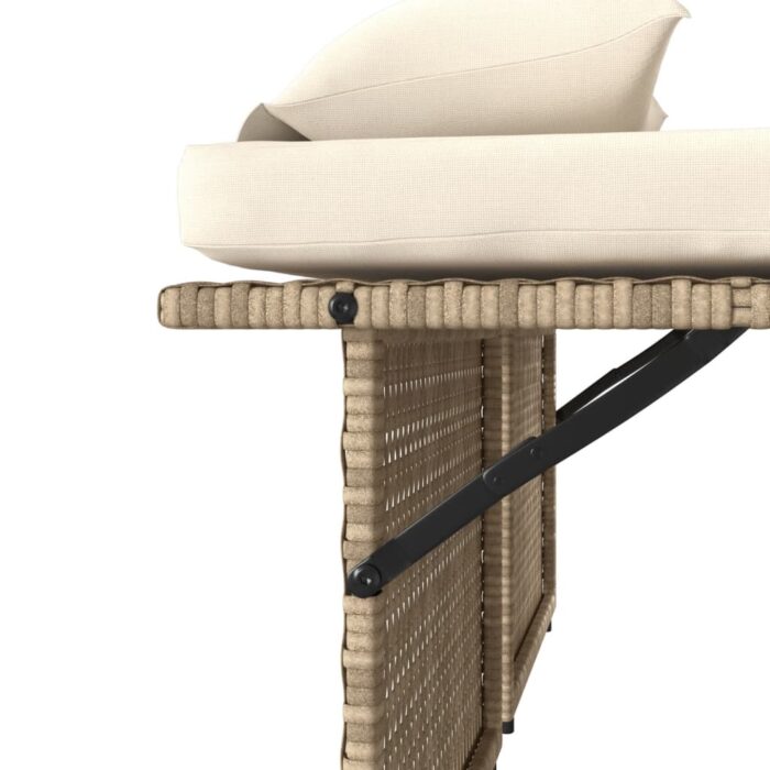 Banc inclinable de jardin avec coussins beige résine tressée – Image 10