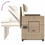 Banc inclinable de jardin avec coussins beige résine tressée – Image 8