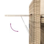 Banc inclinable de jardin avec coussins beige résine tressée – Image 9