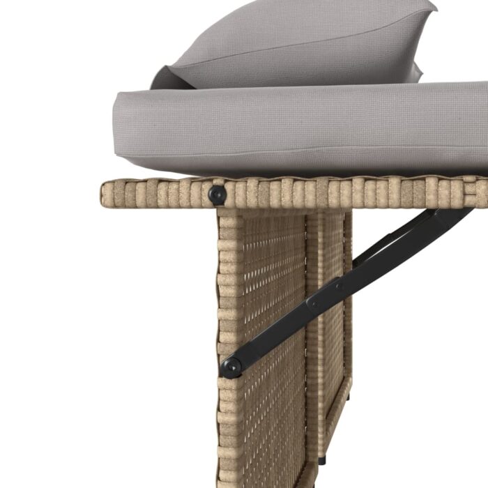 Banc inclinable de jardin avec coussins beige résine tressée – Image 10
