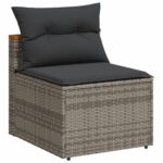 Canapés de jardin sans accoudoirs avec coussins 2 pcs gris – Image 2