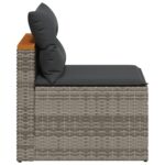 Canapés de jardin sans accoudoirs avec coussins 2 pcs gris – Image 4