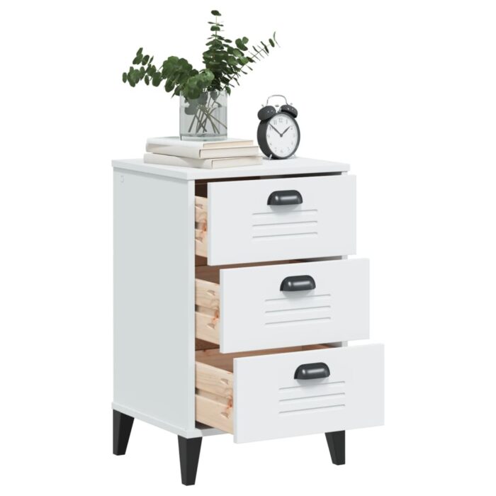 Table de chevet VIKEN blanc bois d'ingénierie – Image 2