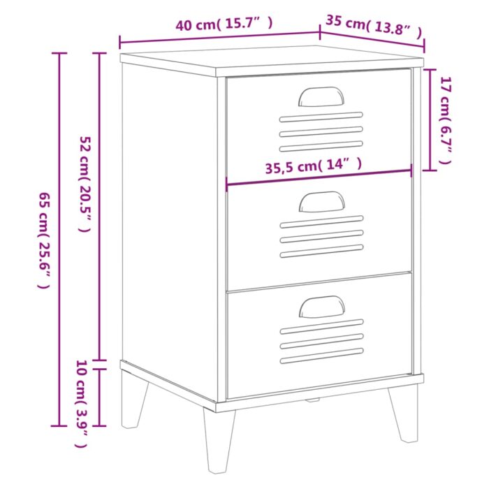 Table de chevet VIKEN blanc bois d'ingénierie – Image 8