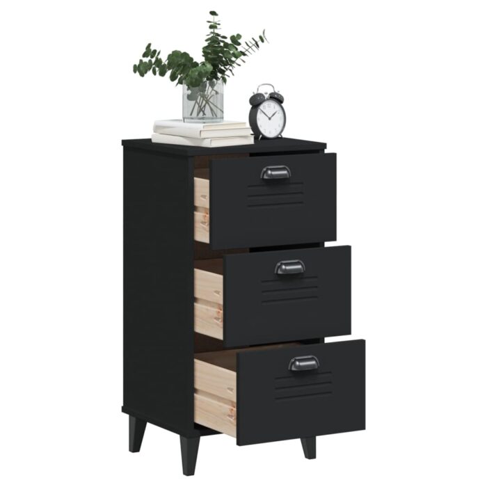 Table de chevet VIKEN noir bois d'ingénierie – Image 2