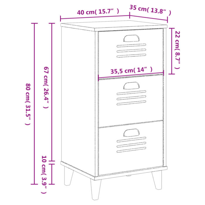 Table de chevet VIKEN noir bois d'ingénierie – Image 8