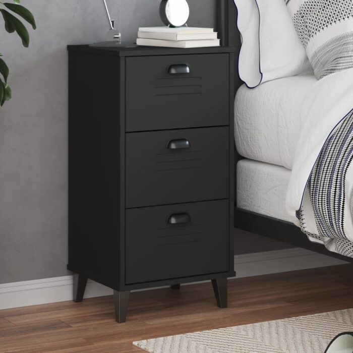 Table de chevet VIKEN noir bois d'ingénierie – Image 1