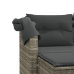 Canapé de jardin 2 places et auvent tabourets gris clair rotin – Image 7