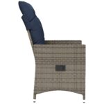 Chaise de jardin inclinable avec coussins en résine tressée grise – Image 3