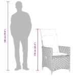 Chaise de jardin inclinable avec coussins en résine tressée grise – Image 8