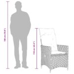 Lot de 2 chaises de jardin inclinables avec coussins en résine tressée grise – Image 9