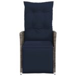 Chaise de jardin inclinable avec coussins en résine tressée grise – Image 2