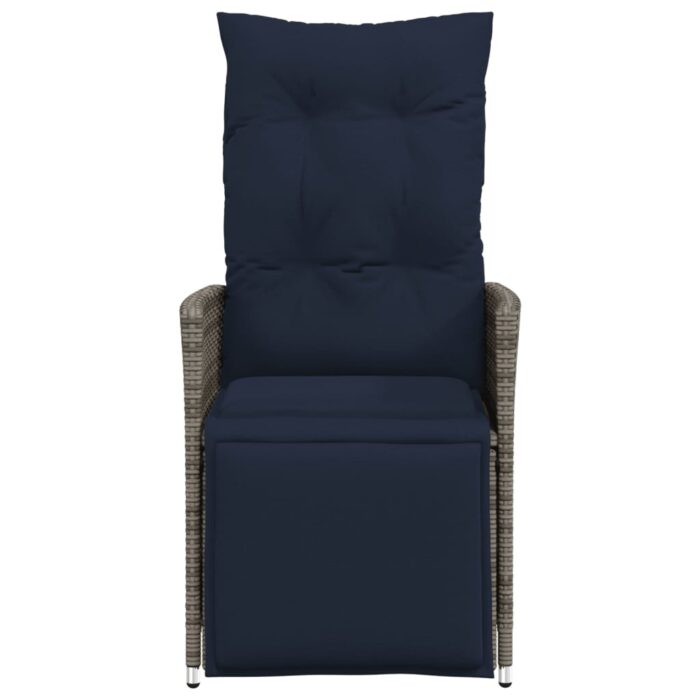 Chaise de jardin inclinable avec coussins en résine tressée grise – Image 2