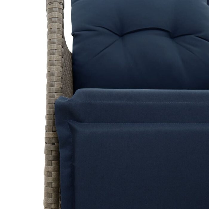 Chaise de jardin inclinable avec coussins en résine tressée grise – Image 6