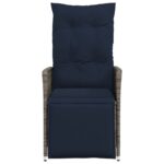 Lot de 2 chaises de jardin inclinables avec coussins en résine tressée grise – Image 3