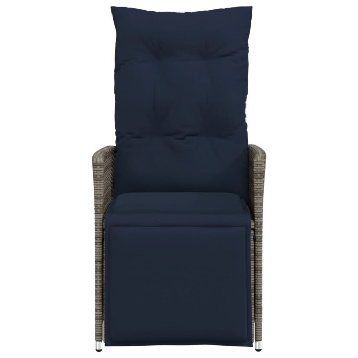 Lot de 2 chaises de jardin inclinables avec coussins en résine tressée grise – Image 3