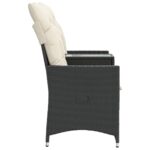 Canapé de jardin inclinable 2 places avec table noir poly rotin – Image 3