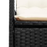 Canapé de jardin inclinable 2 places avec table noir poly rotin – Image 6