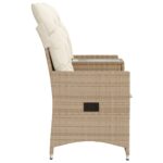 Canapé de jardin inclinable 2 places avec table beige rotin – Image 3