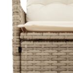 Canapé de jardin inclinable 2 places avec table beige rotin – Image 7