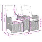 Canapé de jardin inclinable 2 places avec table beige rotin – Image 9