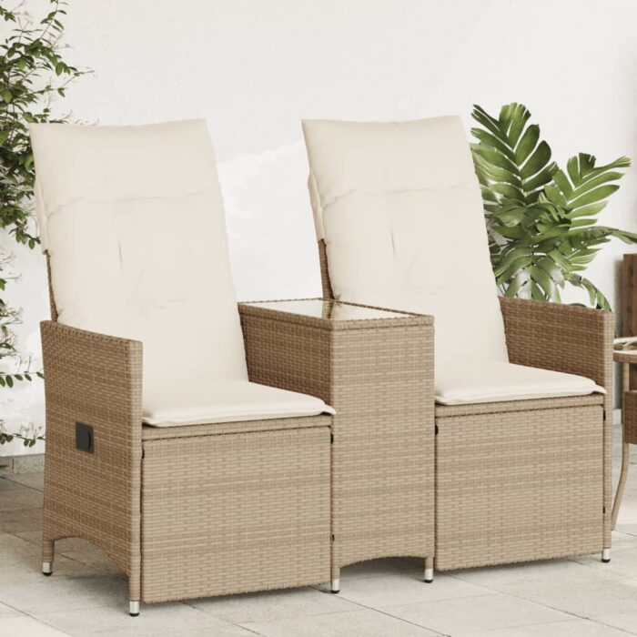 VXL8721012313415_m_en_hd_1.jpg Canapé de jardin inclinable 2 places avec table beige rotin – Image 1