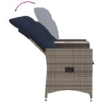 Canapé de jardin inclinable 2 places avec Table en résine tressée grise – Image 5