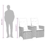 Canapé de jardin inclinable 2 places avec Table en résine tressée grise – Image 8
